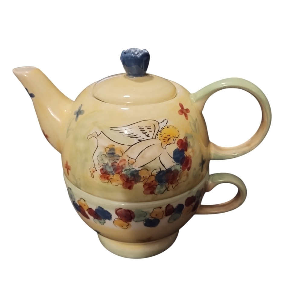 Floral Angel Teapot Set - Multicolor